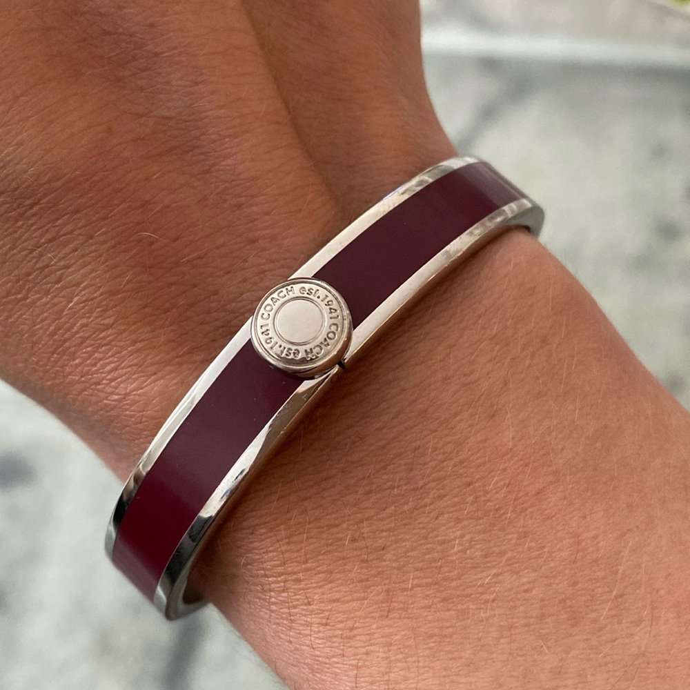 Coach purple and silver hinged bangle